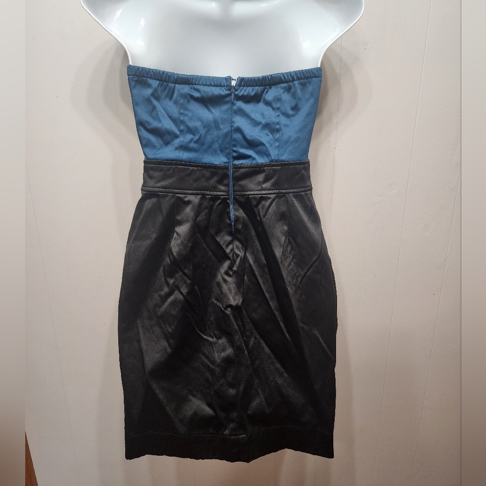Forever 21 Dress Size Small Strapless Mini Party Going Out Blue Green Black B568 - Picture 3 of 5